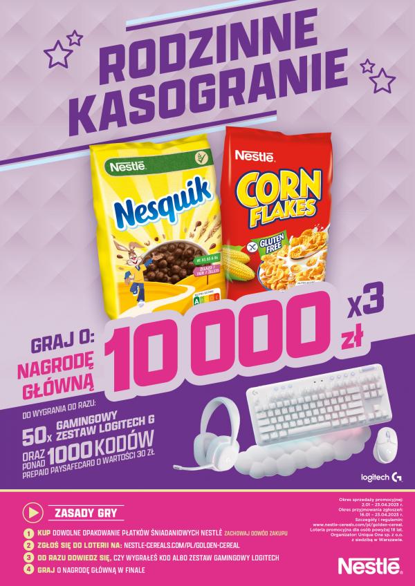 Agencja UNIQUE ONE organizuje dla płatków śniadaniowych marki Nestlé loterię „Rodzinne Kasogranie